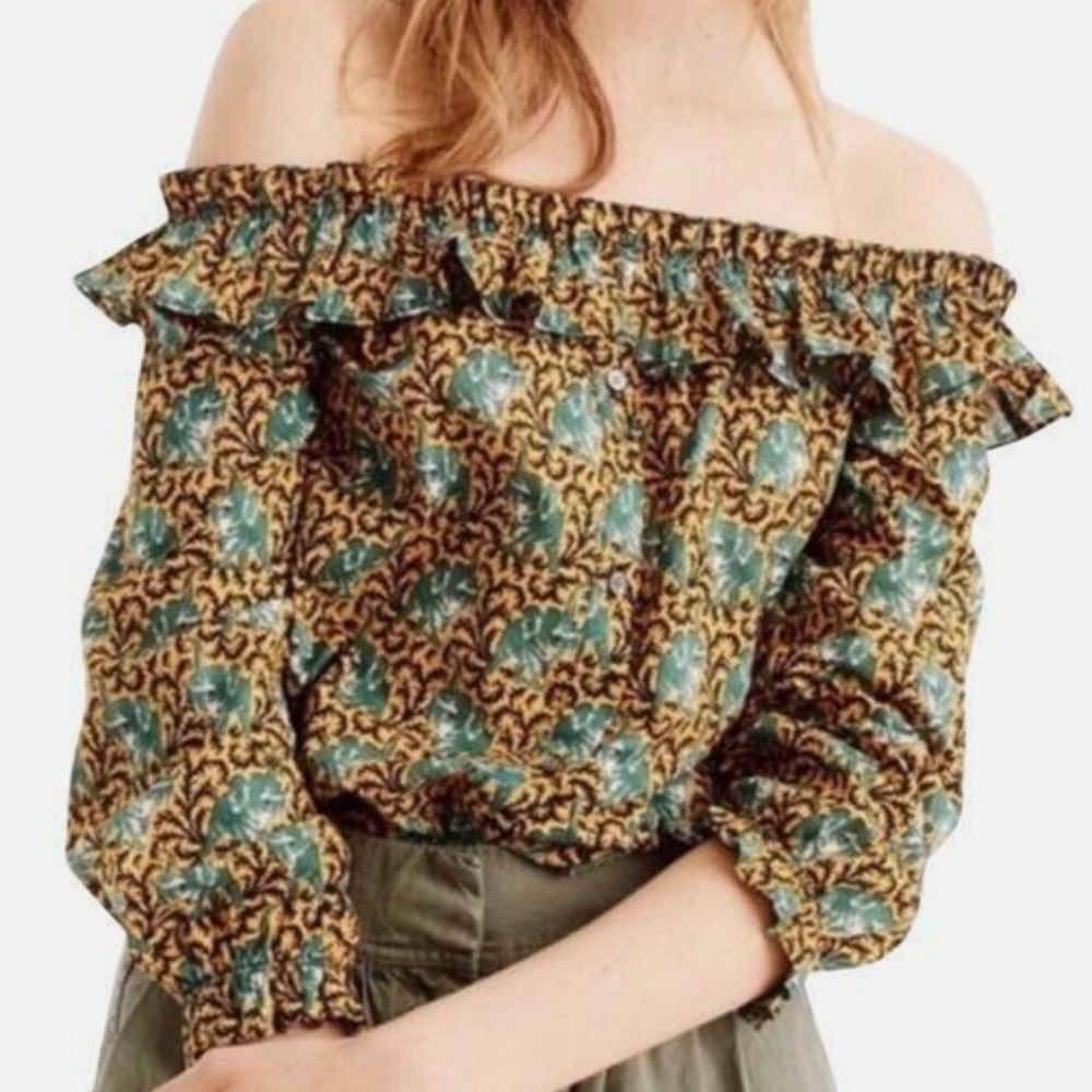 J. Crew Ruffled 3/4 Sleeve Blouse